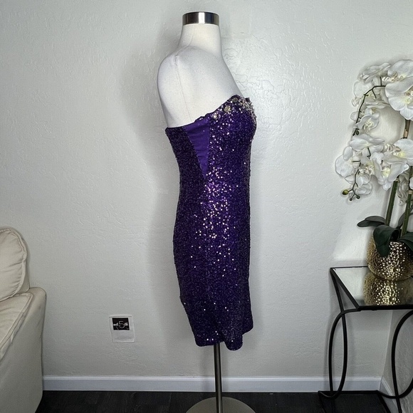 vintage camille la vie purple sequin strapless dress Size 2 - Picture 2 of 8